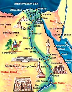 mapa atracciones turísticas en egipto