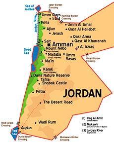 mapa atracciones turísticas en Jordania
